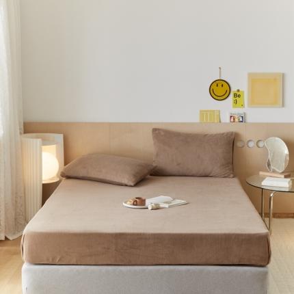 91家纺网 家纺一手货源 找家纺 （总）时光里 2021新款230克牛奶绒纯色单床笠