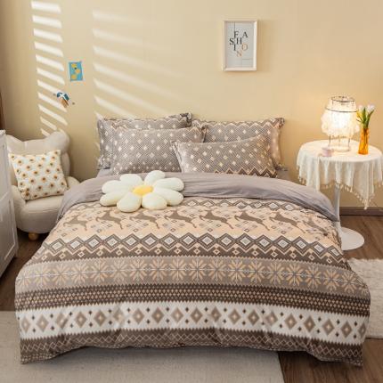 91家纺网 家纺一手货源 找家纺 雕花绒四件套宝宝婴儿法莱珊瑚水晶雪花魔法金貂牛奶绒 生财有鹿