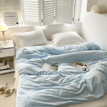 91家纺网 家纺一手货源 找家纺 例外Home2023新款天鹅绒四件套系列-被套 婴儿蓝