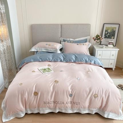 91家纺网 家纺一手货源 找家纺 柚子 2021新款高端100支澳棉贡缎刺绣四件套 星游记-粉