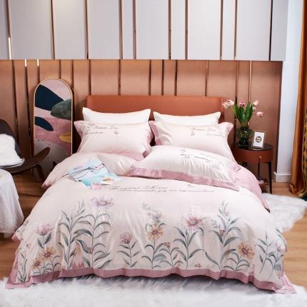 星尚 2021新款秋冬100支长绒棉四件套-花园秘境 米白