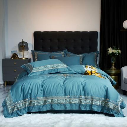 星尚 2021新款秋冬100支长绒棉四件套-拉斐尔 莫蓝