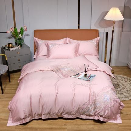 91家纺网 家纺一手货源 找家纺 （总）星尚 2021新款秋冬100支长绒棉四件套-楼兰花语