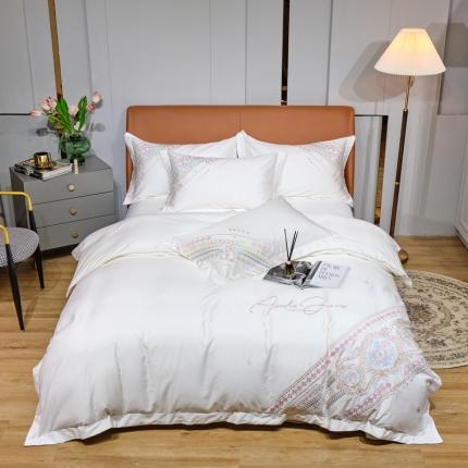 星尚 2021新款秋冬100支长绒棉四件套-楼兰花语 奶白