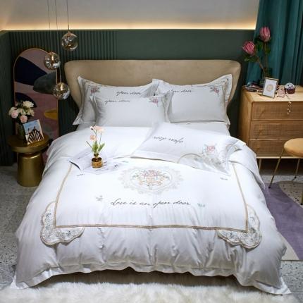 星尚 2021新款秋冬100支长绒棉四件套-罗马岁月 纯白