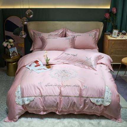 星尚 2021新款秋冬100支长绒棉四件套-罗马岁月 粉色