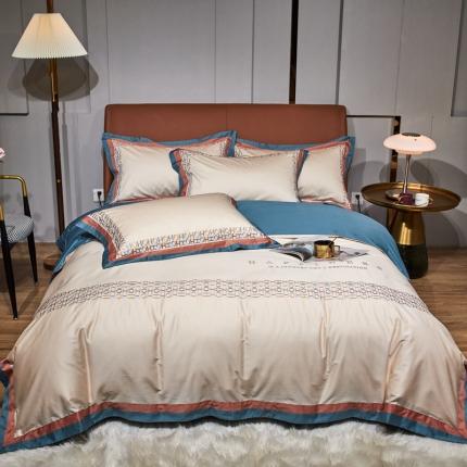 星尚 2021新款秋冬100支长绒棉四件套-欧尔 驼色