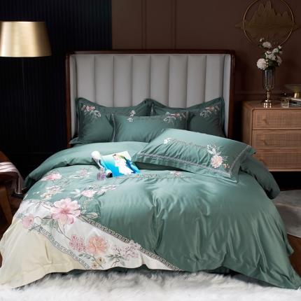 91家纺网 家纺一手货源 找家纺 （总）星尚 2021新款秋冬100支长绒棉四件套-知雨花田