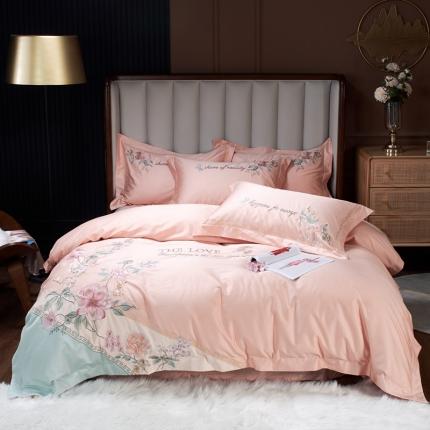 星尚 2021新款秋冬100支长绒棉四件套-知雨花田 玉色