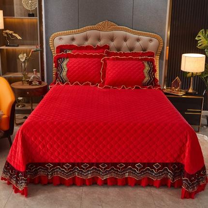 91家纺网 家纺一手货源 找家纺 情恒 2025新款皇朝盛世系列全夹棉单床盖 大红色