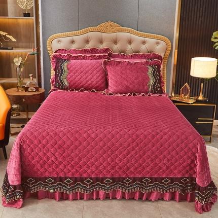 91家纺网 家纺一手货源 找家纺 情恒 2025新款皇朝盛世系列全夹棉单床盖 豆沙色