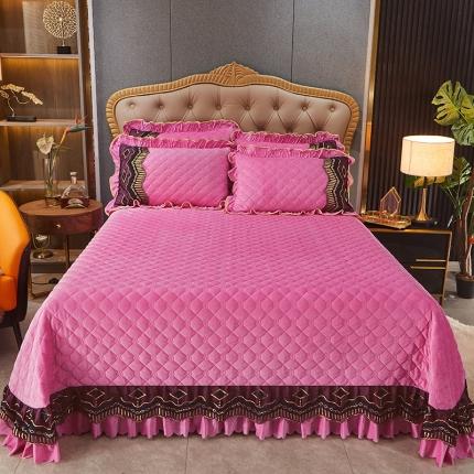 91家纺网 家纺一手货源 找家纺 情恒 2025新款皇朝盛世系列全夹棉单床盖 粉红色