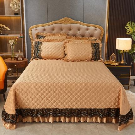 91家纺网 家纺一手货源 找家纺 情恒 2025新款皇朝盛世系列全夹棉单床盖 金槟色