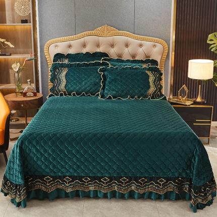 91家纺网 家纺一手货源 找家纺 情恒 2025新款皇朝盛世系列全夹棉单床盖 墨绿色