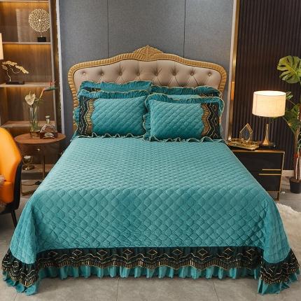 91家纺网 家纺一手货源 找家纺 情恒 2025新款皇朝盛世系列全夹棉单床盖 青春绿