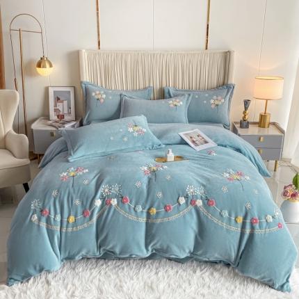 91家纺网 家纺一手货源 找家纺 （总）爱家 2023新款毛巾绣牛奶绒四件套