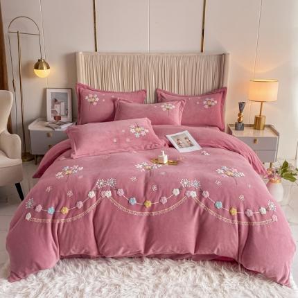 91家纺网 家纺一手货源 找家纺 （总）爱家 2023新款毛巾绣牛奶绒四件套