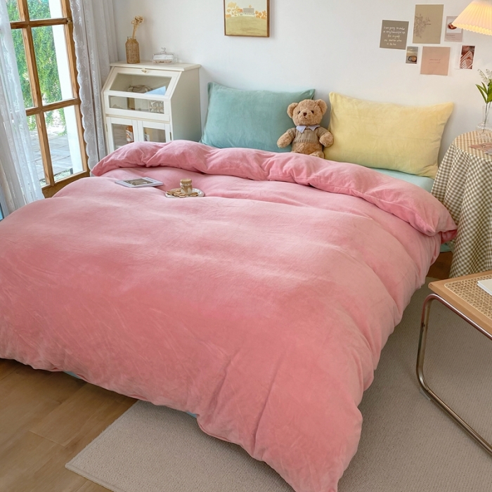 91家纺网 家纺一手货源 找家纺 （总）星期八 2021新款马卡龙牛奶绒四件套