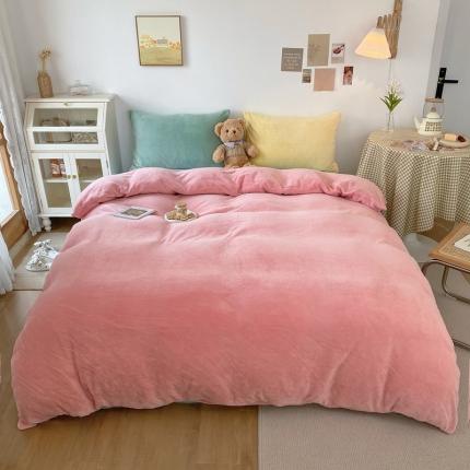 星期八 2021新款马卡龙牛奶绒四件套 粉-蓝