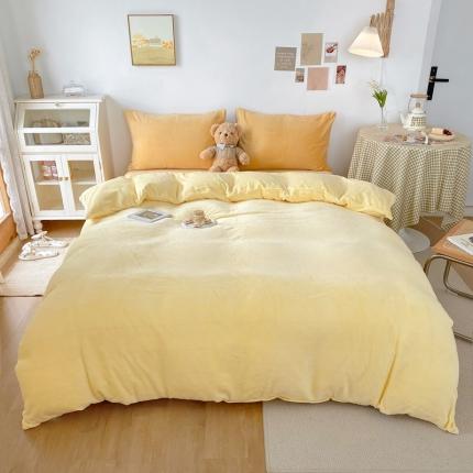 星期八 2021新款马卡龙牛奶绒四件套 黄-姜黄