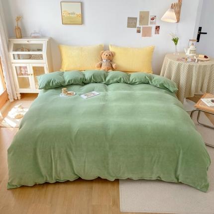 星期八 2021新款马卡龙牛奶绒四件套 绿-黄