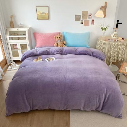 星期八 2021新款马卡龙牛奶绒四件套 紫-蓝