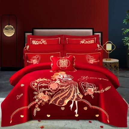 91家纺网 家纺一手货源 找家纺 （总）甜咪咪 2021新款大红婚庆磨毛系列四件套