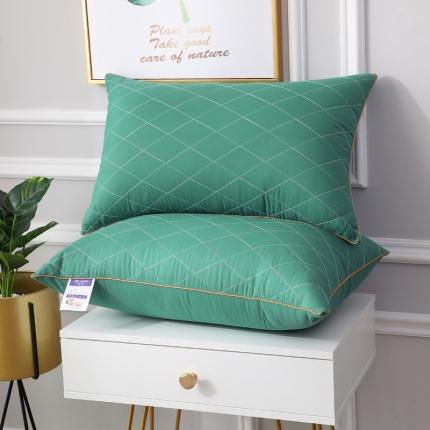 皇冠之家 新款单面绗大方格枕芯一只 绿色