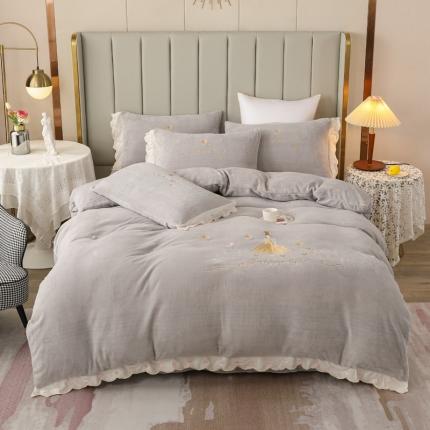 91家纺网 家纺一手货源 找家纺 （总）沐辰 2021新款牛奶绒刺绣四件套-舒蕾公主