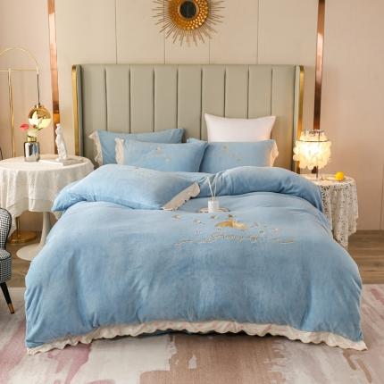 91家纺网 家纺一手货源 找家纺 （总）沐辰 2021新款牛奶绒刺绣四件套-舒蕾公主