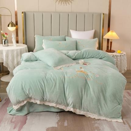 91家纺网 家纺一手货源 找家纺 （总）沐辰 2021新款牛奶绒刺绣四件套-舒蕾公主