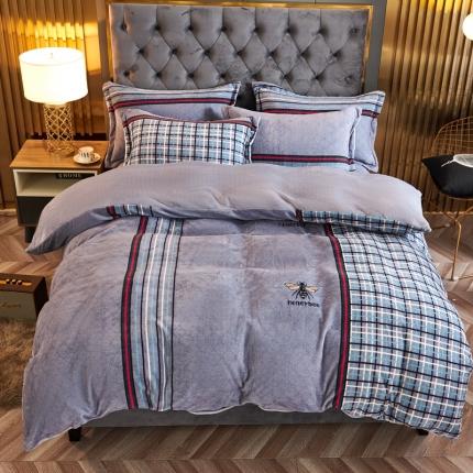 91家纺网 家纺一手货源 找家纺 昊川 2021新款牛奶绒印花四件套 蜜语格调