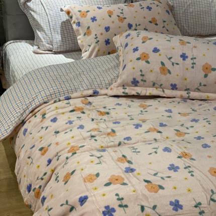 91家纺网 家纺一手货源 找家纺 （总）棉生活 2021新款小清新牛奶绒四件套