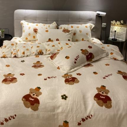 91家纺网 家纺一手货源 找家纺 （总）棉生活 2021新款小清新牛奶绒四件套