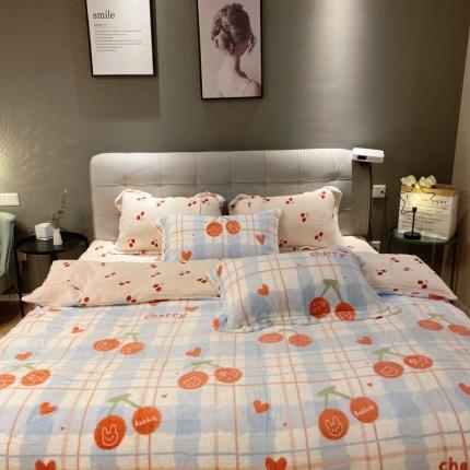 91家纺网 家纺一手货源 找家纺 （总）棉生活 2021新款小清新牛奶绒四件套