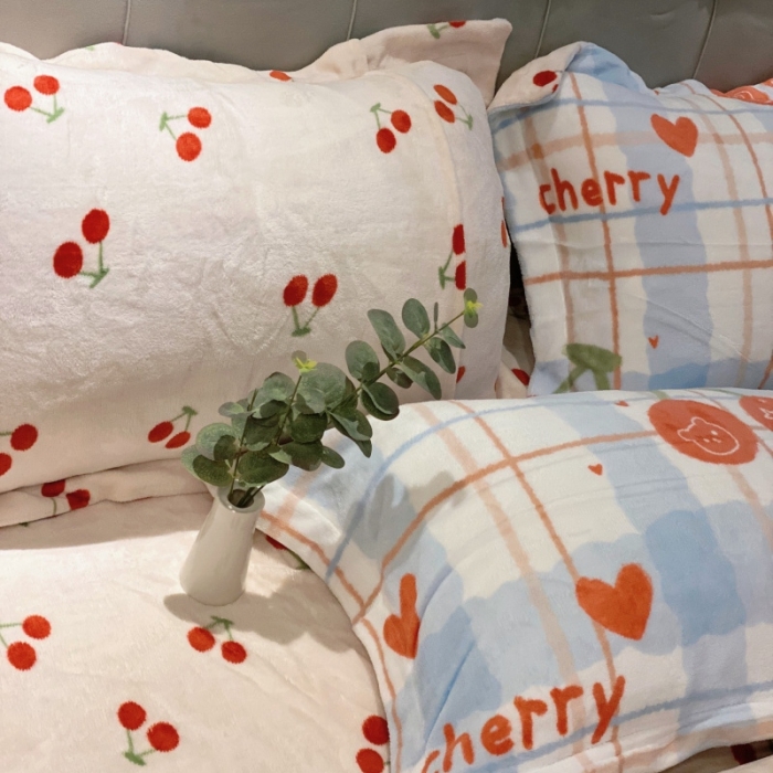 91家纺网 家纺一手货源 找家纺 （总）棉生活 2021新款小清新牛奶绒四件套