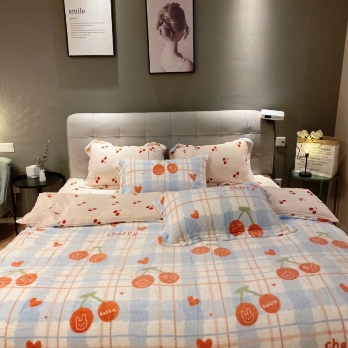 91家纺网 家纺一手货源 找家纺 （总）棉生活 2021新款小清新牛奶绒四件套