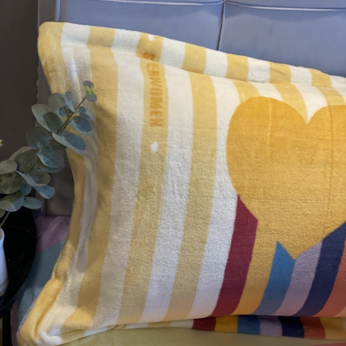 91家纺网 家纺一手货源 找家纺 棉生活 2021新款小清新牛奶绒四件套 彩虹洋-黄