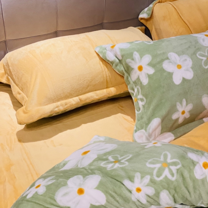 91家纺网 家纺一手货源 找家纺 棉生活 2021新款小清新牛奶绒四件套 清野