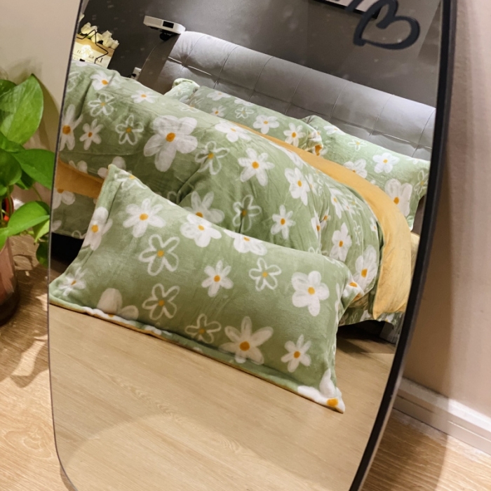 91家纺网 家纺一手货源 找家纺 棉生活 2021新款小清新牛奶绒四件套 清野