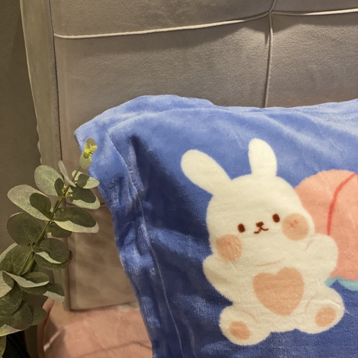 91家纺网 家纺一手货源 找家纺 棉生活 2021新款小清新牛奶绒四件套 桃桃兔