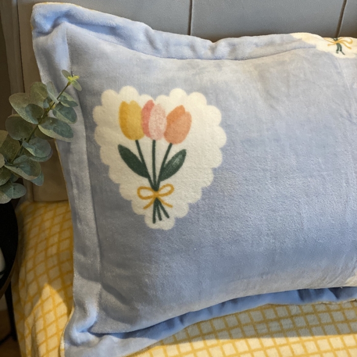 91家纺网 家纺一手货源 找家纺 棉生活 2021新款小清新牛奶绒四件套 心朵