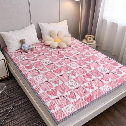 91家纺网 家纺一手货源 找家纺 十九色 2022新款多用途宽边纯棉夹棉床盖床护垫保护垫 甜心