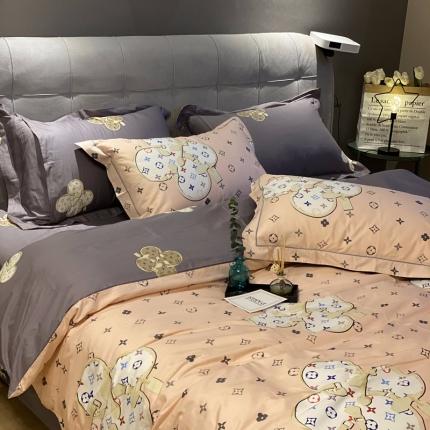 91家纺网 家纺一手货源 找家纺 棉生活 2021新款全棉铂金棉小资系列四件套温情贵族粉