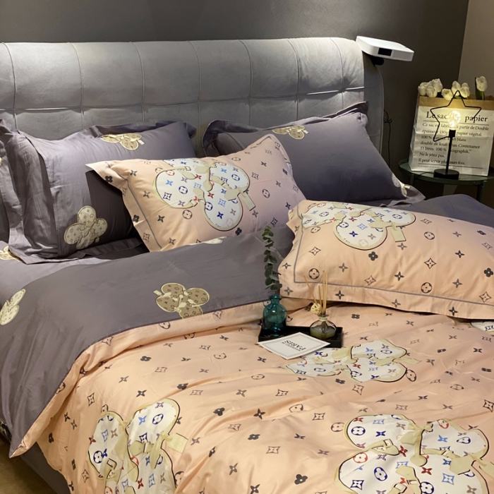 91家纺网 家纺一手货源 找家纺 棉生活 2021新款全棉铂金棉小资系列四件套温情贵族粉