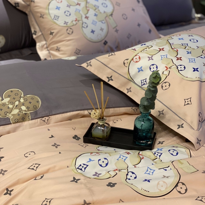 91家纺网 家纺一手货源 找家纺 棉生活 2021新款全棉铂金棉小资系列四件套温情贵族粉