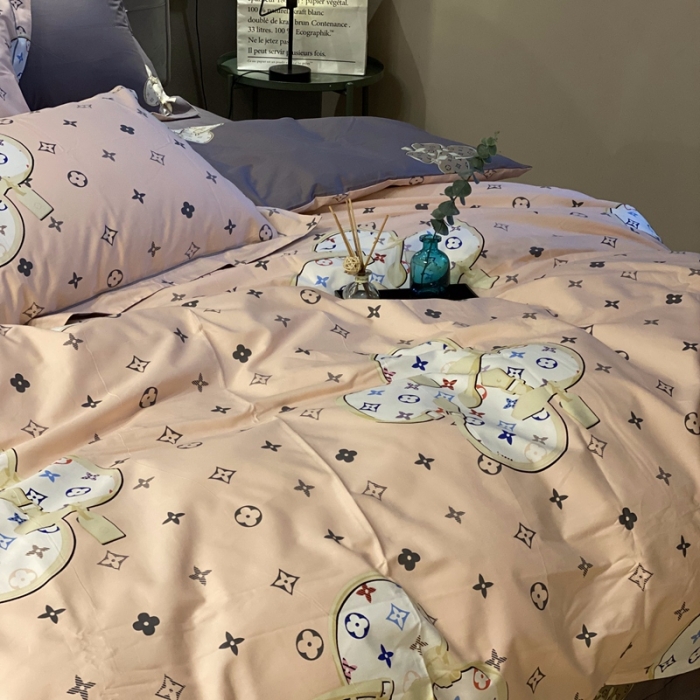 91家纺网 家纺一手货源 找家纺 棉生活 2021新款全棉铂金棉小资系列四件套温情贵族粉