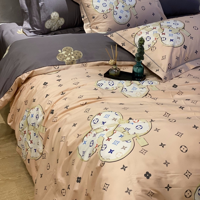 91家纺网 家纺一手货源 找家纺 棉生活 2021新款全棉铂金棉小资系列四件套温情贵族粉