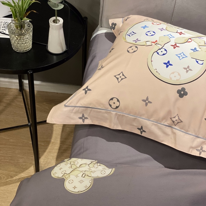 91家纺网 家纺一手货源 找家纺 棉生活 2021新款全棉铂金棉小资系列四件套温情贵族粉