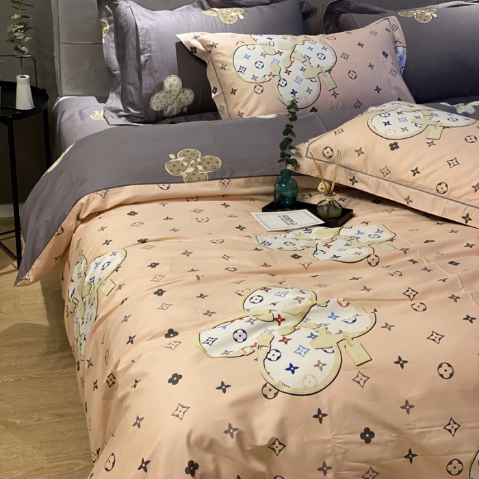 91家纺网 家纺一手货源 找家纺 棉生活 2021新款全棉铂金棉小资系列四件套温情贵族粉